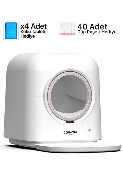 Akıllı Otomatik Kedi Tuvaleti UV Sterilizasyonlu Cat Cleaner ve Yedek Çöp Torbası Eko Paket Seti