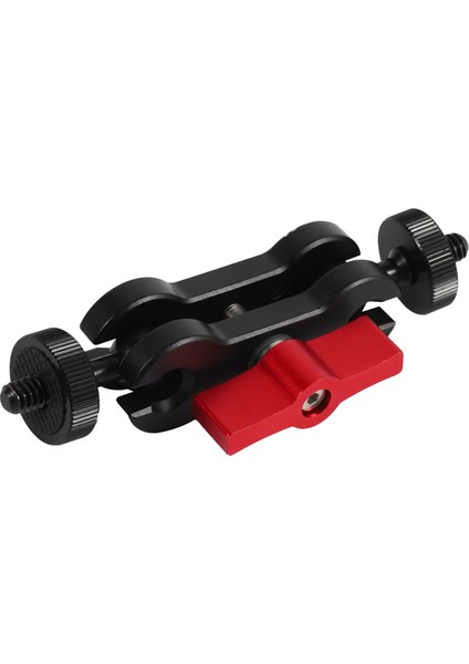 Alüminyum Alaşımlı Çok Fonksiyonlu Çift Bilyalı Kafa Sıcak Ayakkabı 1/4 Inç Tripod Sihirli Kol Montaj Adaptörü Dslr Kamera Aksesuarı Monitör LED Işık Kırmızı (Yurt Dışından) modelleri