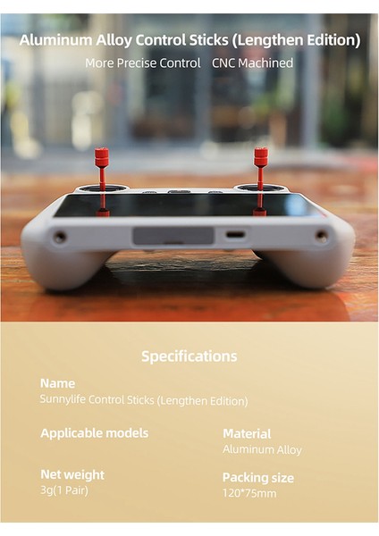 Genişletilmiş Joystick Için Djı Mini3 Pro/djı Rc Uzaktan Kumanda Başparmak Rocker Denetleyici Çubukları Aksesuarlarını Değiştirin, Kırmızı (Yurt Dışından)