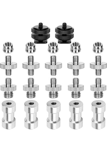 22 Paket Kamera Dönüştürücü Vida, 1/4 Ila 3/8 Vida Adaptörü, 1/4 Ila 1/4 Vida Adaptörü, Kamera Tripod Monopod Bilyalı Başlığı Için (Yurt Dışından)