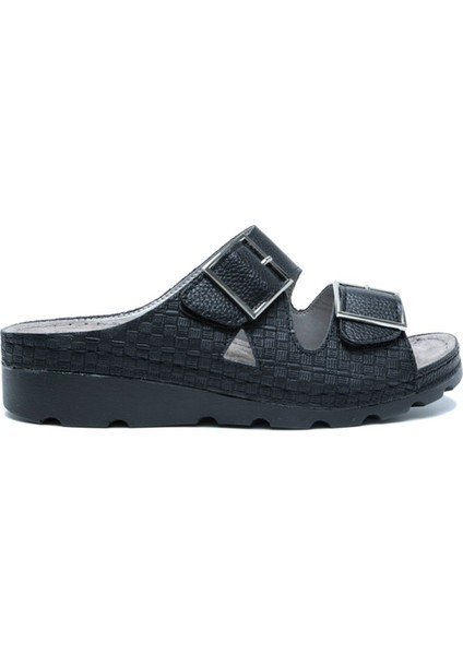Kifidis SIB160117-V2 Kifidis-Natura Kadın Çift Bantlı Anatomik Deri Terlik 36-41 Siyah/black