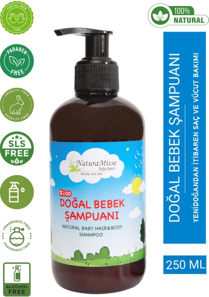 Doğal Bebek Şampuanı Saç ve Vücut Şampuanı Parabensiz Sülfatsız Bebek Şampuanı