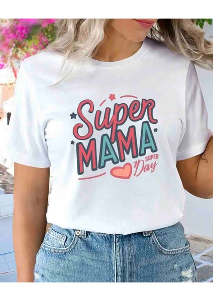 Super Mama Özel Tasarım Baskılı Oversize Tshirt