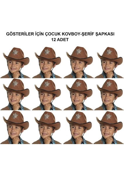 Nessiworld Kovboy Şerif Şapkası Kahve 12 Adet - Kostüm, Parti ve Gösteri Şapkası fiyatları