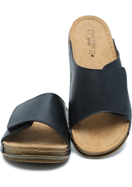 Kifidis SIB213622 Kifidis-Natura Kadın Tek Bantlı Anatomik Deri Terlik 36-41 Siyah/black