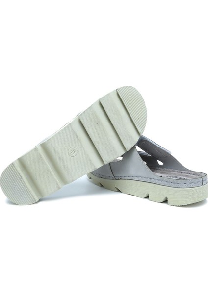 SIB220511 Kifidis-Natura Kadın Taşlı Anatomik Deri Terlik 36-41 Gri/grey modelleri