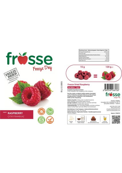 Ahududu (Frambuaz) - Freeze Dried - Üretici Firmadan Dondurularak Kurutulmuş Ahududu (Frambuaz) Cipsi 15gr