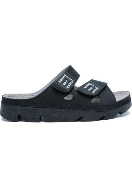 Kifidis SIB220511 Kifidis-Natura Kadın Taşlı Anatomik Deri Terlik 36-41 Siyah/black