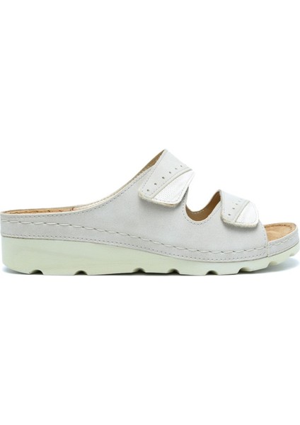 SIB160147 Kifidis-Natura Kadın Çift Bantlı Anatomik Deri Terlik 36-41 Bej/beige