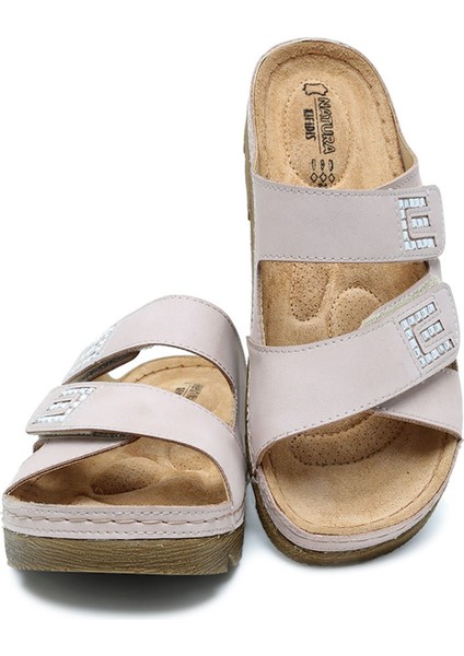 Kifidis SIB220511 Kifidis-Natura Kadın Taşlı Anatomik Deri Terlik 36-41 Pudra/powder fiyatları