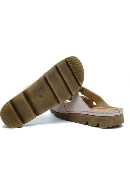 Kifidis SIB220511 Kifidis-Natura Kadın Taşlı Anatomik Deri Terlik 36-41 Pudra/powder modelleri