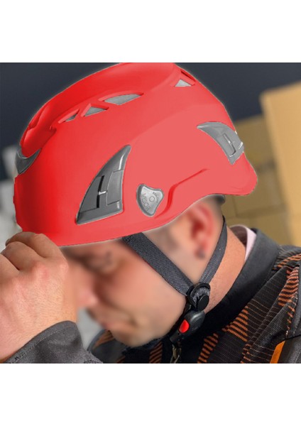 Dağcı Tırmanma Bareti Kırmızı Renk Baş Koruyucu Kask Ce EN12492 Sertifikalı 51-62 cm Ayarlanabilir