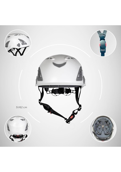 Dağcı Tırmanma Bareti Kırmızı Renk Baş Koruyucu Kask Ce EN12492 Sertifikalı 51-62 cm Ayarlanabilir