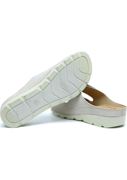 Kifidis SIB160147 Kifidis-Natura Kadın Çift Bantlı Anatomik Deri Terlik 36-41 Bej/beige