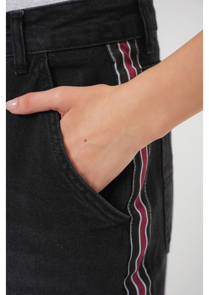 Kadın Baggy Kot Pantolon 6700 - Siyah