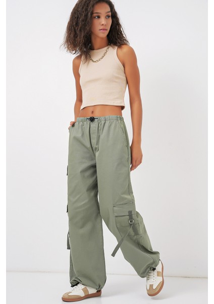 6691 Geniş Paça Kargo Pantolon - Çağla modelleri