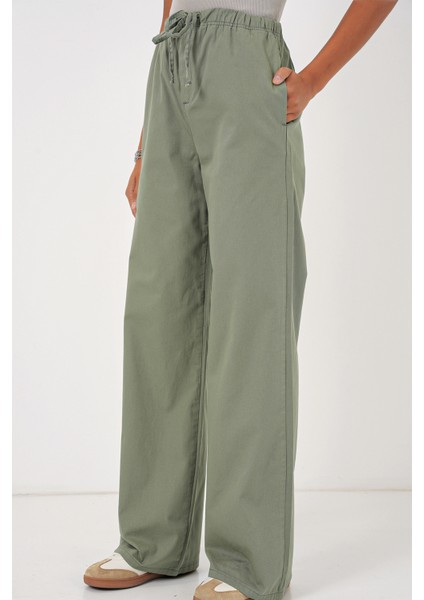 6690 Kadın Bol Paça Yüksek Bel Pantolon - Çağla fiyatları