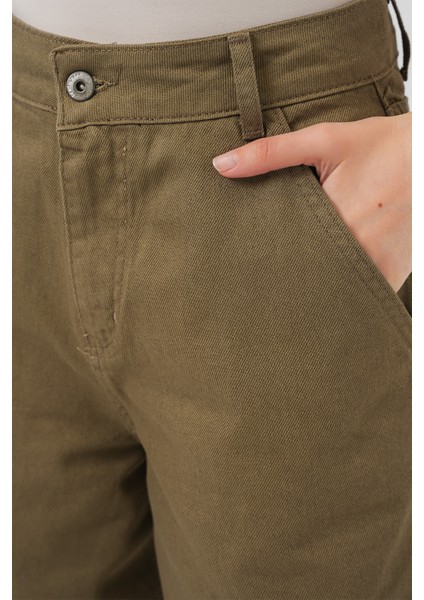 6703 Yüksek Bel Kot Pantolon - Haki indirimleri