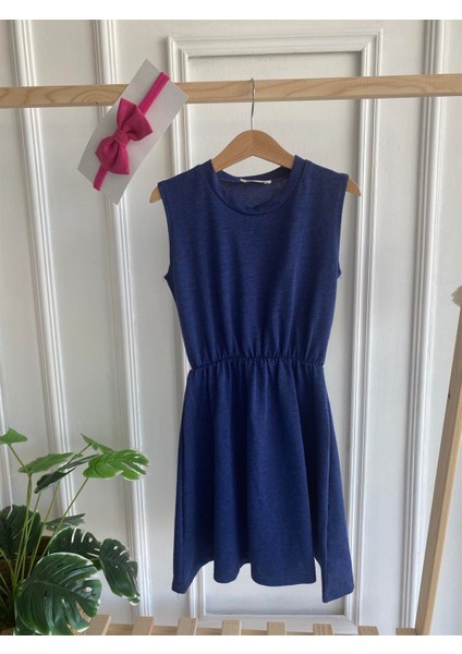 0026 - Desenli Lacivert Elbise Fuşya Bandana Takım fiyatları