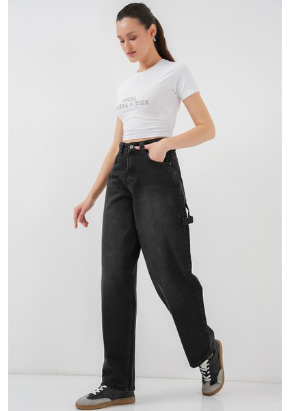 Kadın Yüksek Bel Kot Pantolon 6701 - Siyah fiyatları