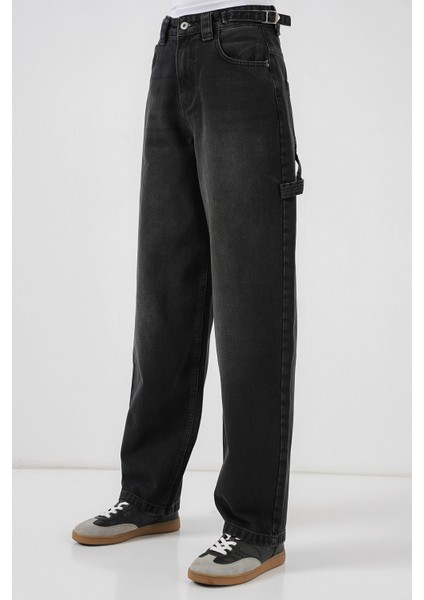 Kadın Yüksek Bel Kot Pantolon 6701 - Siyah indirimleri