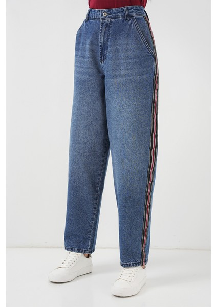 Kadın Baggy Kot Pantolon 6700 - Lacivert