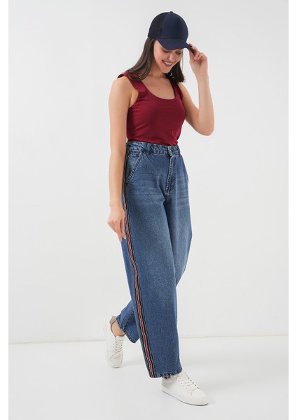 Kadın Baggy Kot Pantolon 6700 - Lacivert