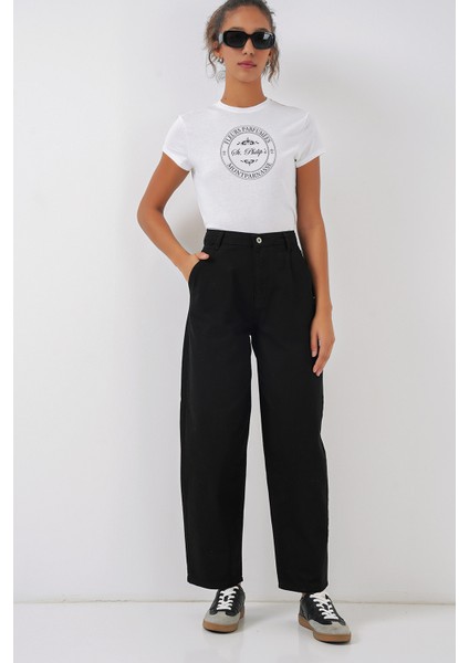 6703 Yüksek Bel Kot Pantolon - Siyah