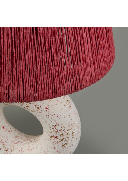 Printemps Handmade Seramik Abajur - Pembe / Beyaz - 42X25X25 cm fırsatları