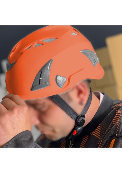 Dağcı Tırmanma Bareti Turuncu Renk Baş Koruyucu Kask Ce EN12492 Sertifikalı 51-62 cm Ayarlanabilir