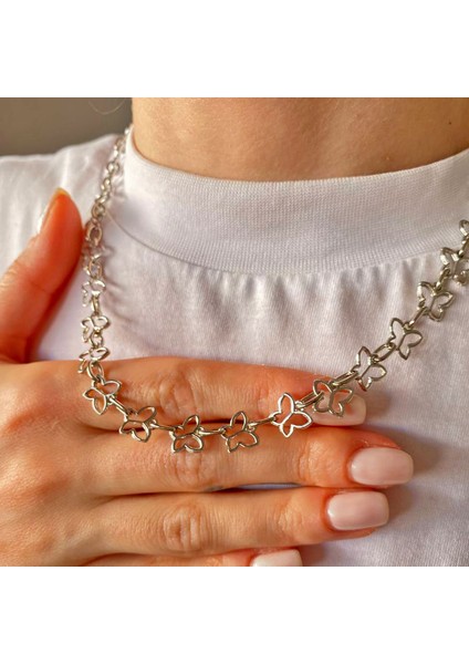 Sevgiliye Özel Hediye Trend Kelebek Zincir Choker Kolye fırsatları