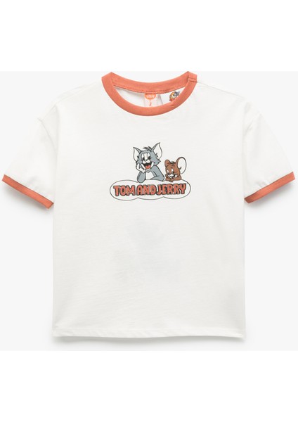 Lisanslı Tom And Jerry Baskılı Pamuklu Kısa Kollu Tişört