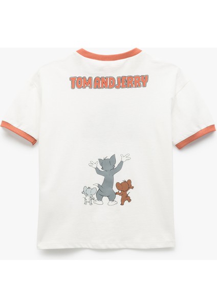 Lisanslı Tom And Jerry Baskılı Pamuklu Kısa Kollu Tişört