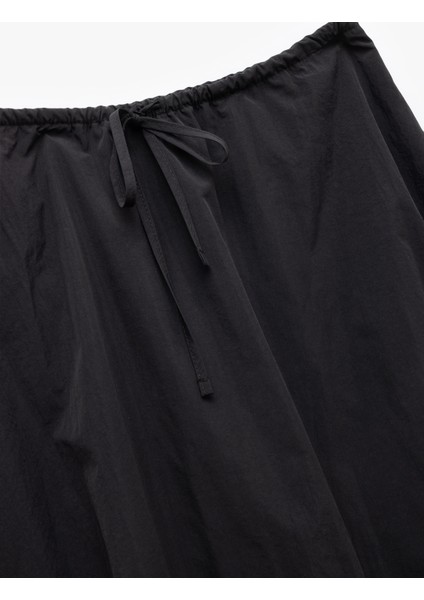 Beli Bağcıklı Paraşüt Kumaş Uzun Balon Etek