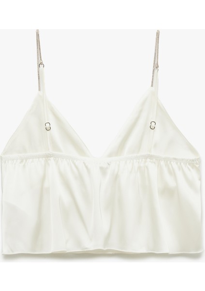V Yaka Askılı Bridal Saten Crop Pijama Üstü fiyatları