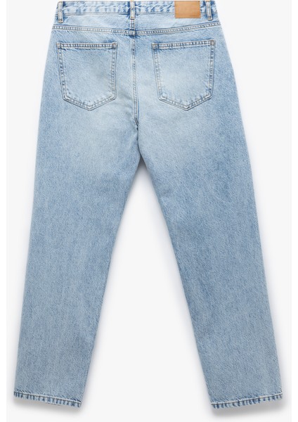 Pamuklu Normal Bel Düğmeli Vintage Straight Fit Jean Pantolon fiyatları