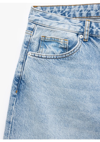 Pamuklu Normal Bel Düğmeli Vintage Straight Fit Jean Pantolon fırsatları