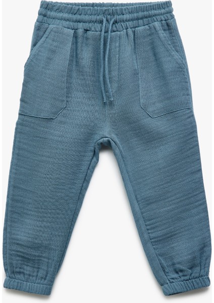 Pamuklu Beli Bağcıklı Cepli Basic Jogger Pantolon