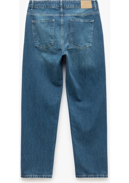 Pamuklu Normal Bel Vintage Straight Fit Jean Pantolon fiyatları