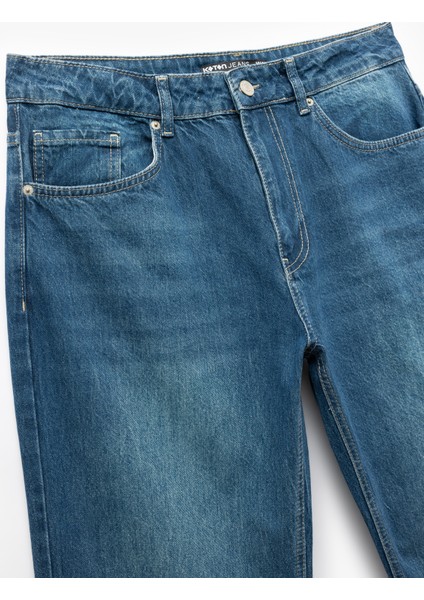 Pamuklu Normal Bel Vintage Straight Fit Jean Pantolon fırsatları