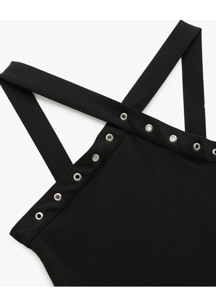 Krep Scuba Kumaş Aksesuar Detaylı Çapraz Askılı Halter Yaka Bluz modelleri
