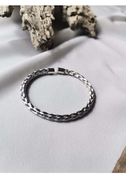 Erkek Kazaziye Gümüş Renk 316 L Çelik Kelepçe Bileklik modelleri