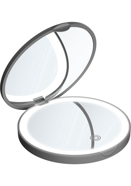 Kozmetik LED Dolum Aynası Uygun Kompakt Paslanmaz Çelik Cep Vanity 2 Taraflı Taşınabilir Katlanır Ayna, Siyah (Yurt Dışından) fiyatları