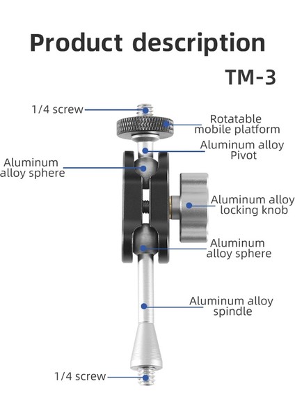 Çok Fonksiyonlu Sihirli Kol Çift Bilyalı Kafalı Süper Kelepçe Süper Kelepçe Montajı 1/4 Dişli Adaptörü, Dslr Fotoğraf Makineleri Için, Tm-3 (Yurt Dışından) indirimleri