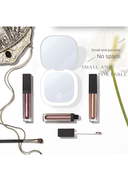 Işıklı Mini LED Makyaj Aynası 5x Büyüteç Cep Çift Taraflı Seyahat Uygun Kozmetik Makyaj Aynaları, Beyaz (Yurt Dışından) modelleri