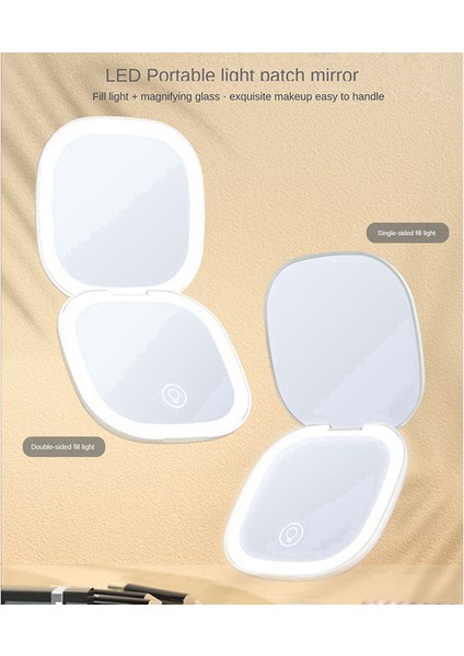 Işıklı Mini LED Makyaj Aynası 5x Büyüteç Cep Çift Taraflı Seyahat Uygun Kozmetik Makyaj Aynaları, Beyaz (Yurt Dışından) indirimleri