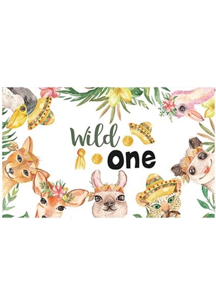 Orman Hayvanları Zemin Mutlu Doğum Günü Partisi Dekoru Çocuklar Vahşi Bir Safari Doğum Günü Dekor Orman Temalı Parti Malzemeleri E (Yurt Dışından)