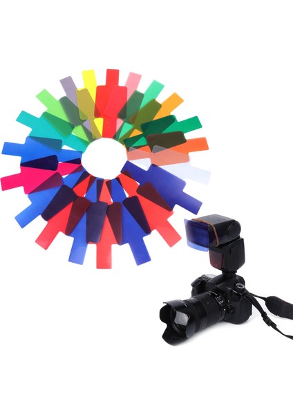 20 Renkli Fotoğrafçılık Renkli Jel Filtre Kartları Seti Flaş Speedlite Canon Nikon Için (Yurt Dışından) fiyatları