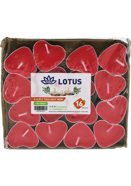 16PCS Kalpli - Kırmızı Tea Light Mum (4887)