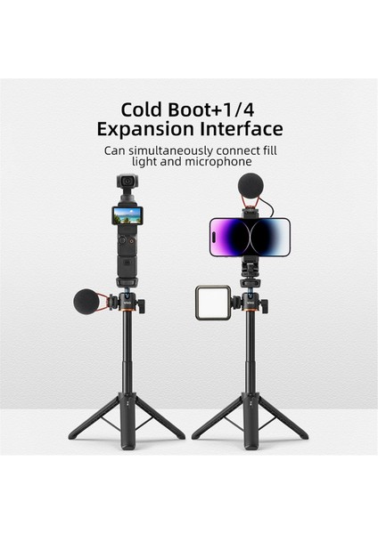 Vrıg Tp-06 Tripod Stand Selfie Çubuğu Alüminyum Alaşımlı 1/4 Inç Vida Soğuk Ayakkabı Montajı 360° Dönebilen Selfie Çubuğu (Yurt Dışından) fiyatları